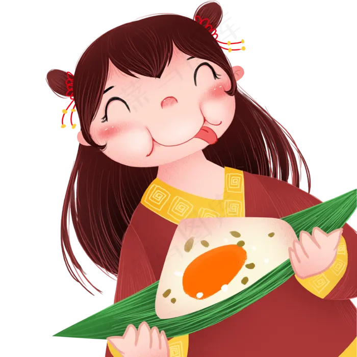 正在吃粽子的女孩下载(1000X1000(DPI:300))psd模版下载