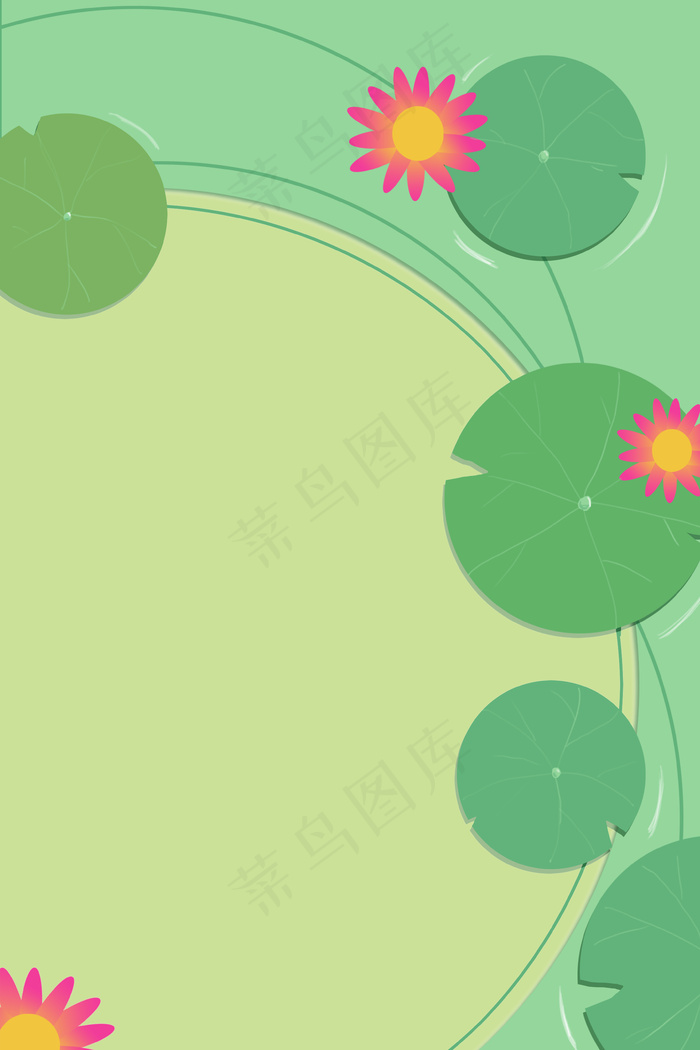 荷花绿色简约风海报banner背景