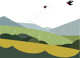 清明时节雨纷纷矢量图,免抠元素