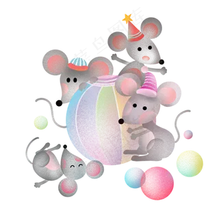 创意鼠年老鼠清新手绘,免抠元素