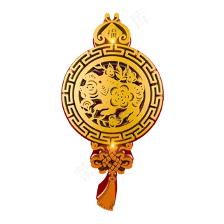中国风立体剪纸花纹猪装饰元素,免抠元素