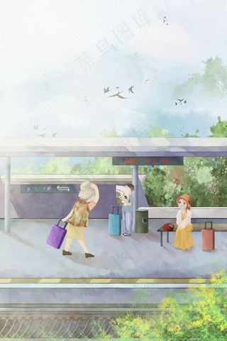 五一节放假出游车站外出场景