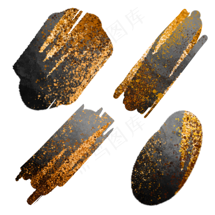 黑色奢华金箔水彩,免抠元素