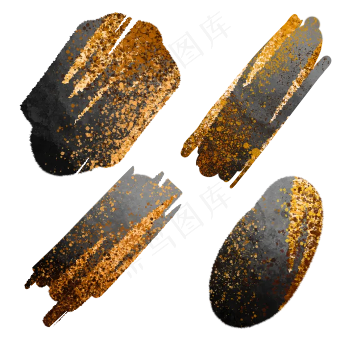 黑色奢华金箔水彩,免抠元素(2000X2000(DPI:300))psd模版下载