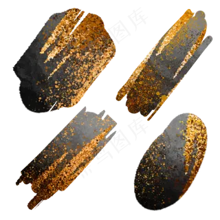 黑色奢华金箔水彩,免抠元素
