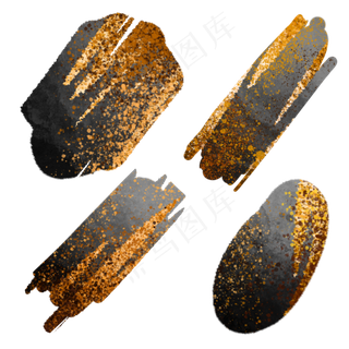 黑色奢华金箔水彩,免抠元素