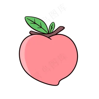 粉色手绘桃子食物元素