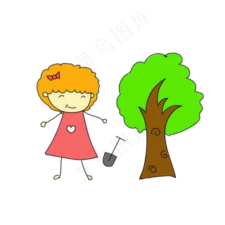 植树种树卡通人物形象