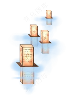 中国风元宵节河灯,免抠元素