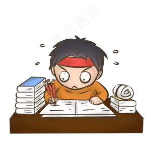 开学啦书桌前做试卷补习作业学生,免抠元素