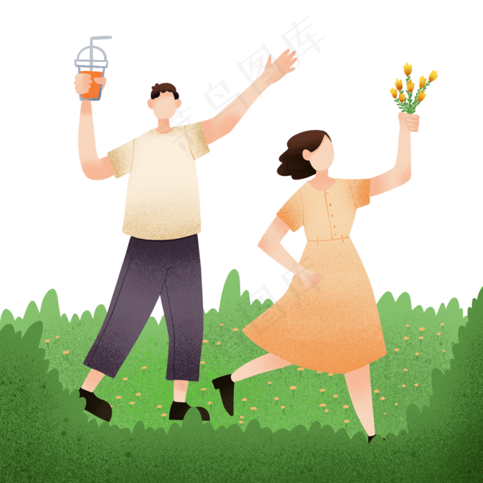 立夏约会的卡通人物(2000X2000(DPI:300))psd模版下载