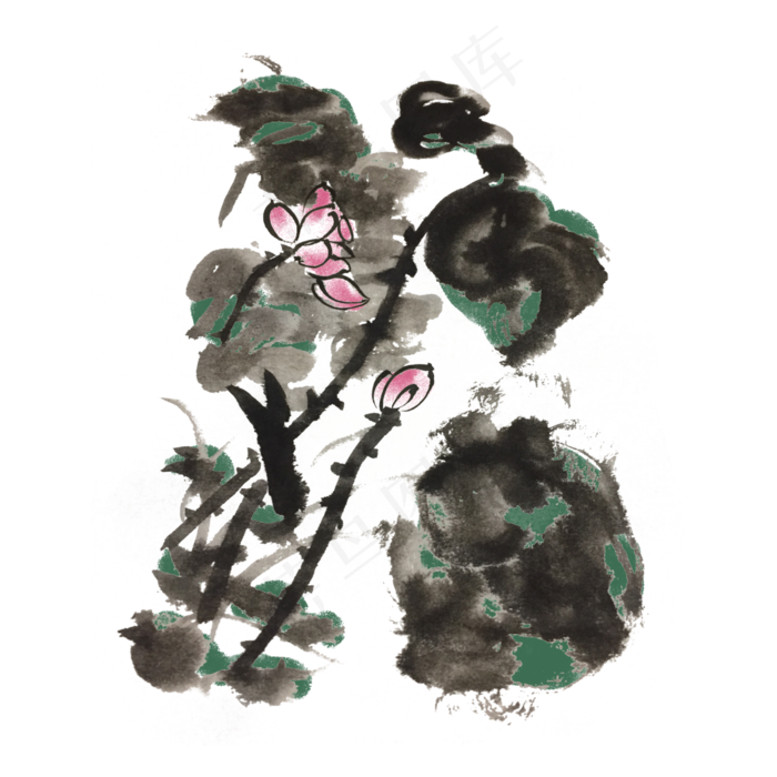水墨风中国风芙蓉手绘插画