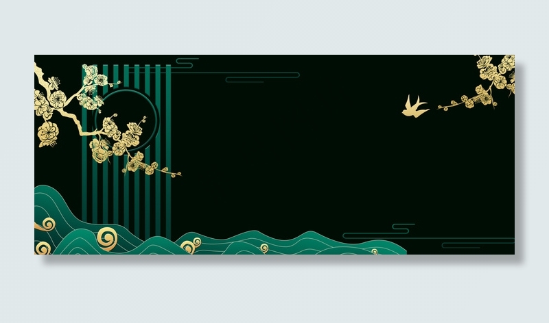 中国风新中式禅意地产中式别墅庭院海报背景图片素材