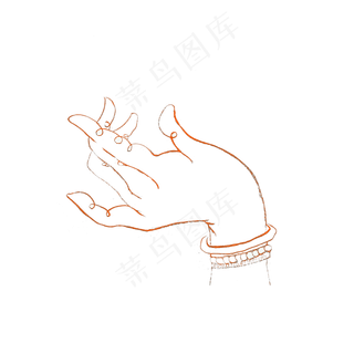 手拈花菩萨佛教白描国画PNG