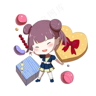 儿童节蓝色小朋友收礼物