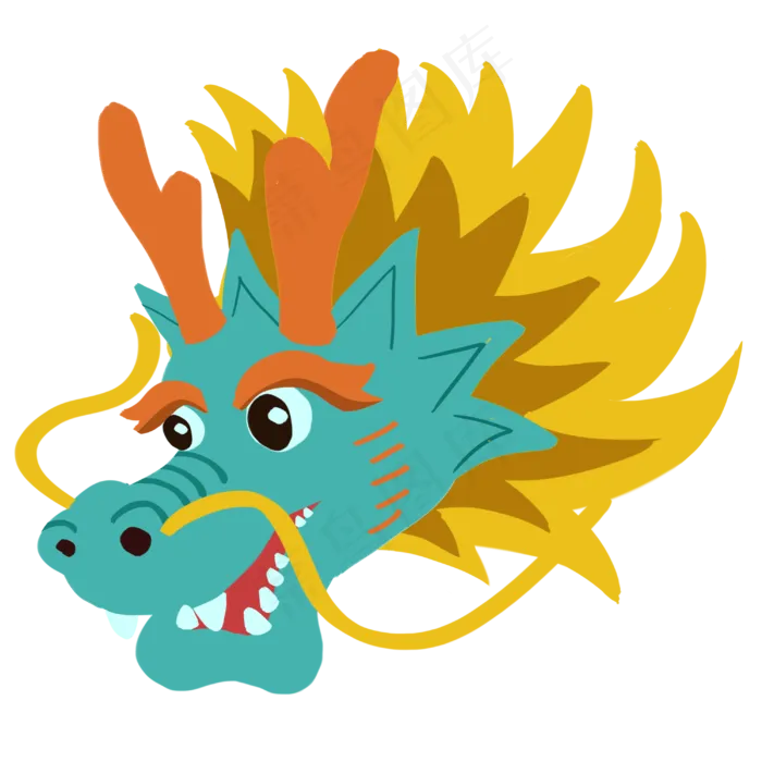 中国传统龙头卡通形象,免抠元素(3000X3000(DPI:300))psd模版下载