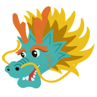 中国传统龙头卡通形象,免抠元素