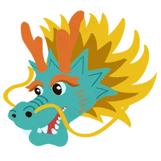 中国传统龙头卡通形象,免抠元素