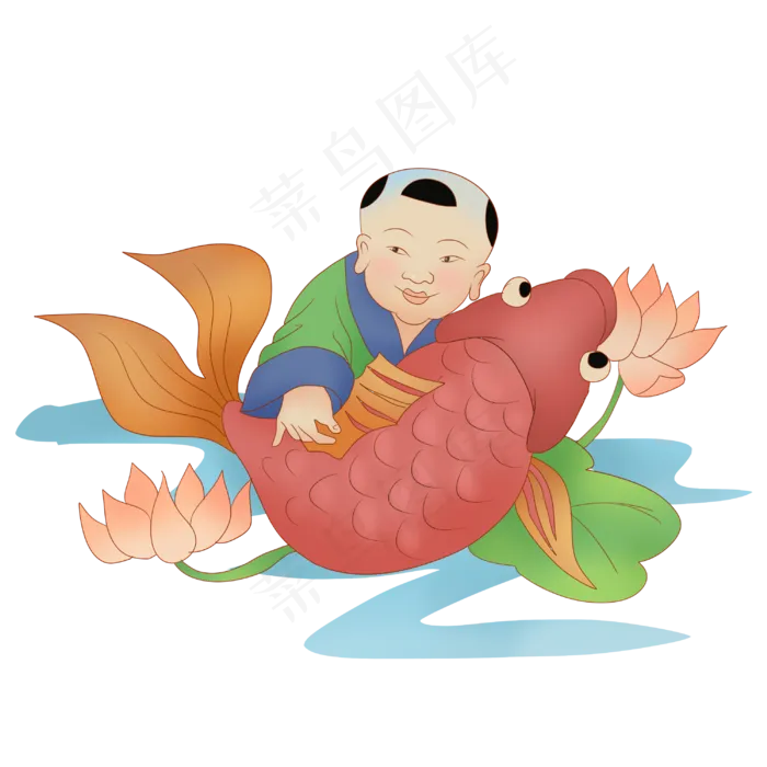 吉祥娃娃祝大家年年有余(3000X3000(DPI:300))psd模版下载