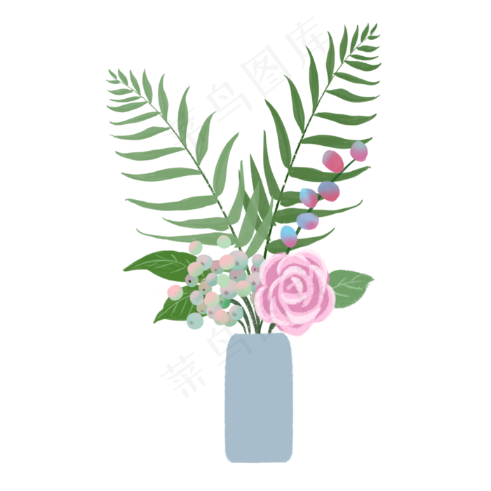 室内装饰手绘瓶装植物(2000X2000(DPI:300))psd模版下载