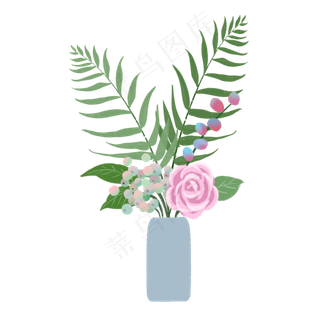 室内装饰手绘瓶装植物