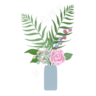 室内装饰手绘瓶装植物