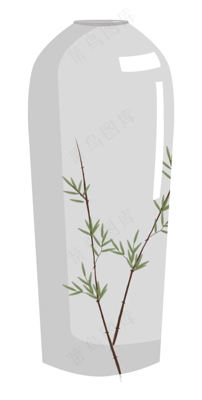 卡通古风绿叶白色瓷器(2000X3950(DPI:300))psd模版下载