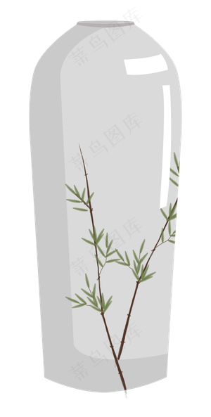 卡通古风绿叶白色瓷器