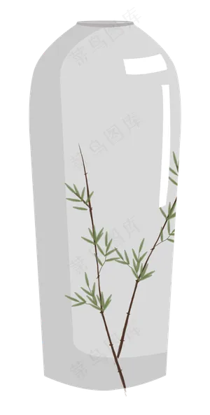 卡通古风绿叶白色瓷器