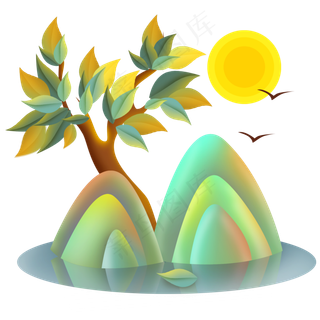 秋天中国风立体山水