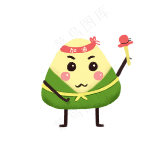 五月五日端午节卡通粽子击鼓加油