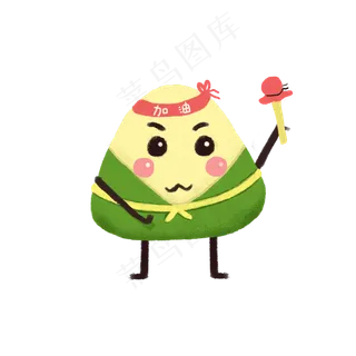 五月五日端午节卡通粽子击鼓加油