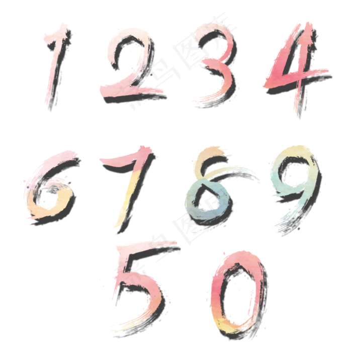 唯美平面风格原创免扣数字