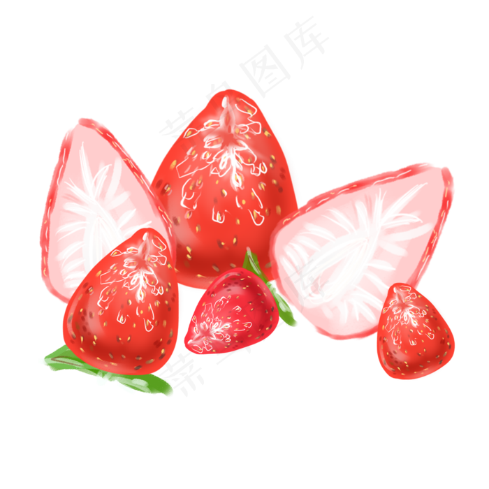 水彩水果草莓(2000X2000(DPI:300))psd模版下载