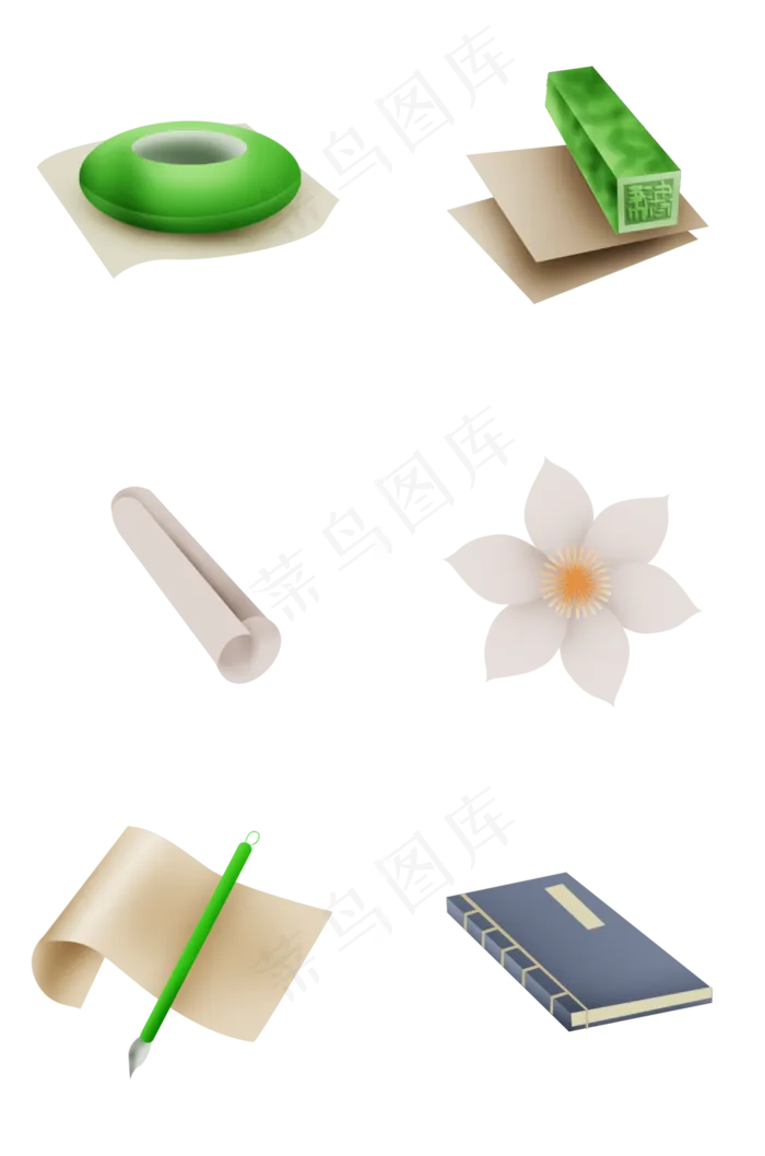 古代文房用品图标(2000X3020(DPI:72))psd模版下载
