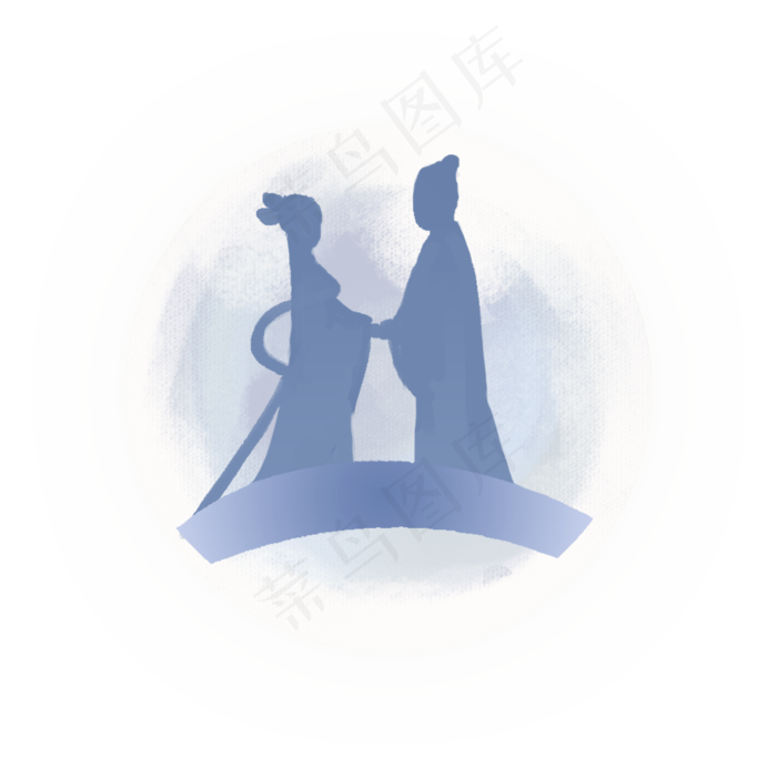 七夕情人节牛郎织女鹊桥会图案,免抠元素