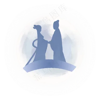 七夕情人节牛郎织女鹊桥会图案,免抠元素