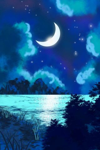 唯美星空夜空海边海浪风景