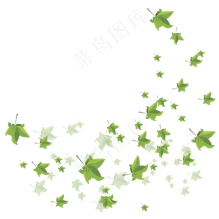 手绘植物树叶漂浮的叶子