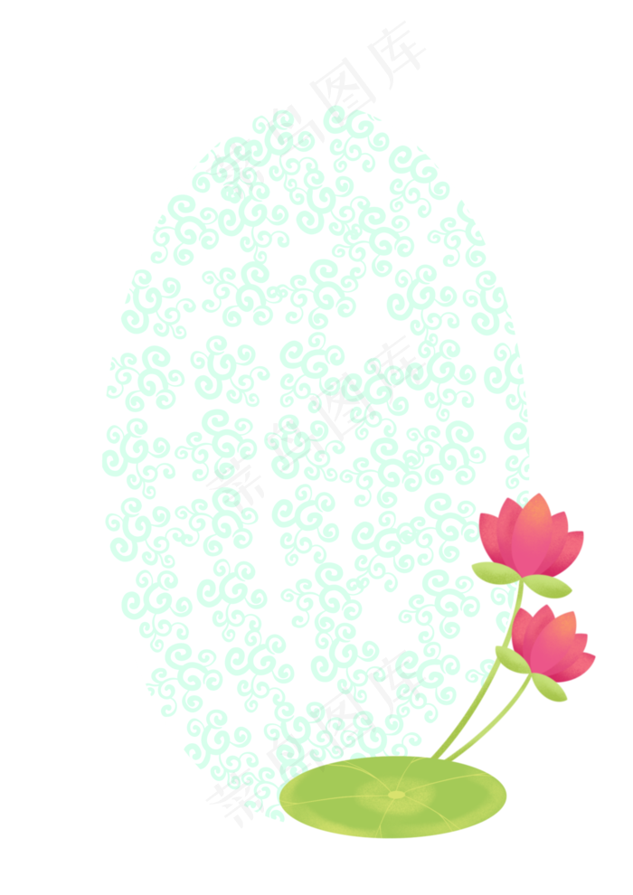 纹理荷叶荷花边框(1688X2388(DPI:132))psd模版下载