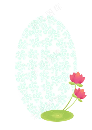 纹理荷叶荷花边框