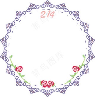 手绘情人节圆形边框