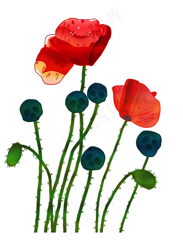禁止拿罂粟花远离毒品,免抠元素(2000*2645px 150 dpi )psd模版下载