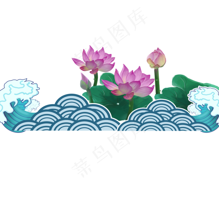 水面上盛开着漂亮的荷花(2000X2000(DPI:300))psd模版下载