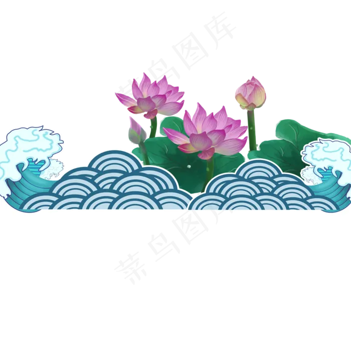 水面上盛开着漂亮的荷花(2000X2000(DPI:300))psd模版下载