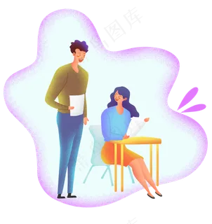 扁平商务噪点人物沟通,免抠元素