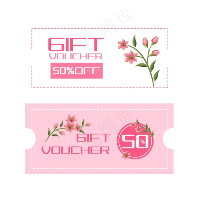 漂亮的花朵优惠券(3000X3000(DPI:300))psd模版下载