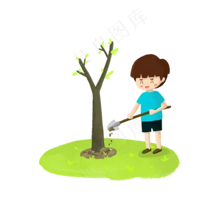 种树的小男孩卡通
