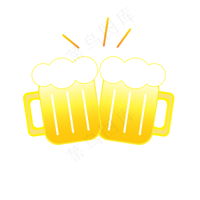 矢量手绘啤酒杯干杯,免抠元素(2000*2001px 300 dpi )ai矢量模版下载