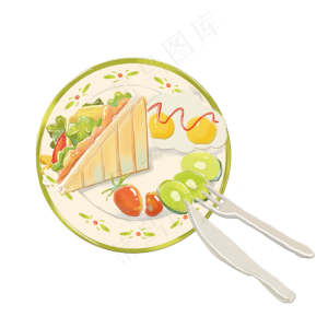 手绘卡通三明治早餐美食免费下载